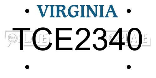 TCE2340 Virginia License Plate
