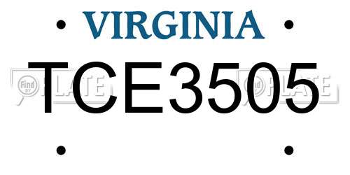 TCE3505 Virginia License Plate
