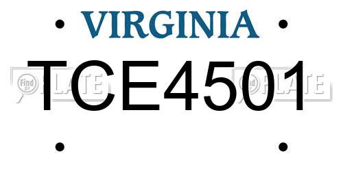 TCE4501 Virginia License Plate
