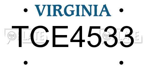 TCE4533 Virginia License Plate