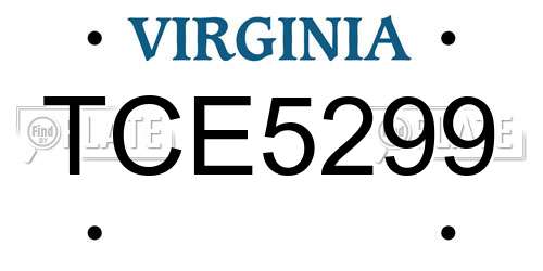TCE5299 Virginia License Plate