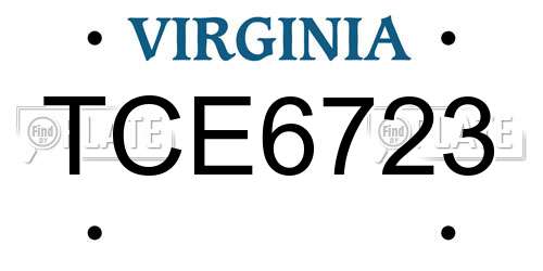 TCE6723 Virginia License Plate