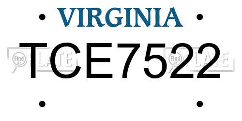 TCE7522 Virginia License Plate