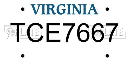 TCE7667 Virginia License Plate
