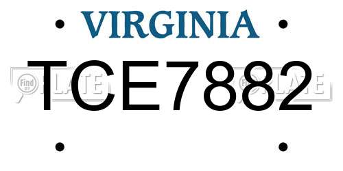 TCE7882 Virginia License Plate