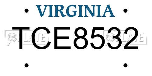 TCE8532 Virginia License Plate