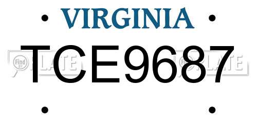 TCE9687 Virginia License Plate