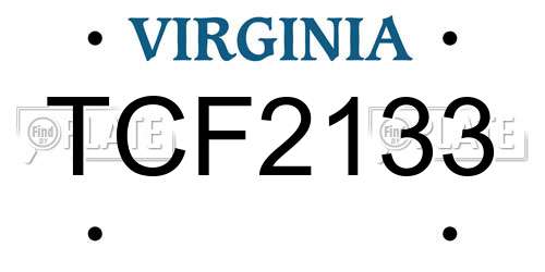 TCF2133 Virginia License Plate