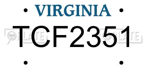 TCF2351 Virginia License Plate