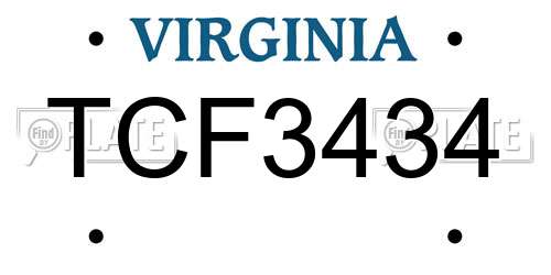 TCF3434 Virginia License Plate