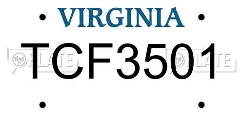 TCF3501 Virginia License Plate