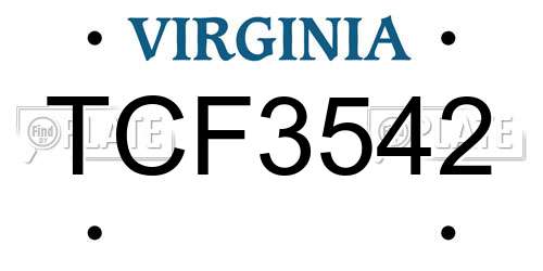 TCF3542 Virginia License Plate