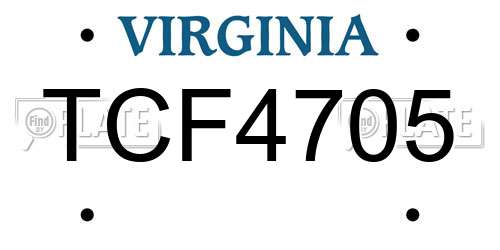 TCF4705 Virginia License Plate