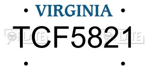 TCF5821 Virginia License Plate