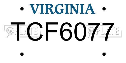 TCF6077 Virginia License Plate