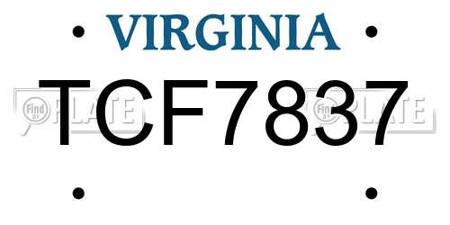 TCF7837 Virginia License Plate