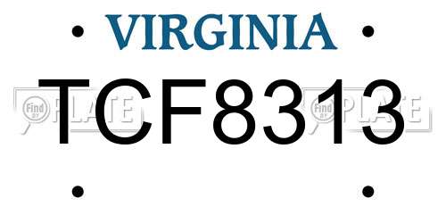 TCF8313 Virginia License Plate