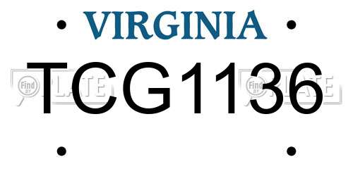 TCG1136 Virginia License Plate