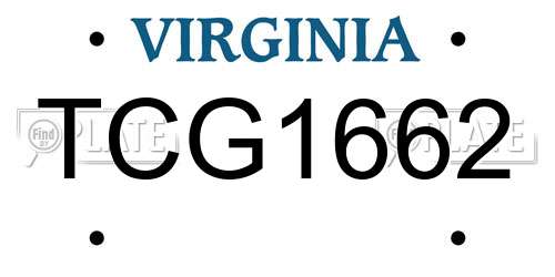 TCG1662 Virginia License Plate