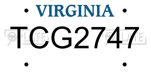 TCG2747 Virginia License Plate