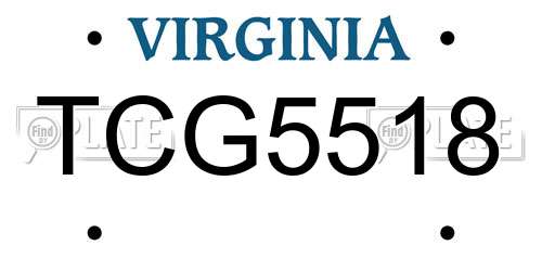 TCG5518 Virginia License Plate