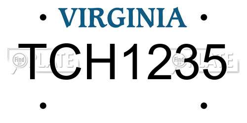 TCH1235 Virginia License Plate