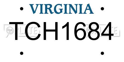 TCH1684 Virginia License Plate