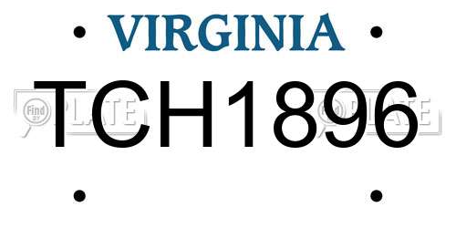 TCH1896 Virginia License Plate
