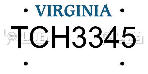 TCH3345 Virginia License Plate