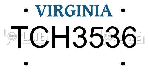TCH3536 Virginia License Plate