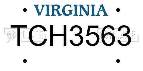 TCH3563 Virginia License Plate