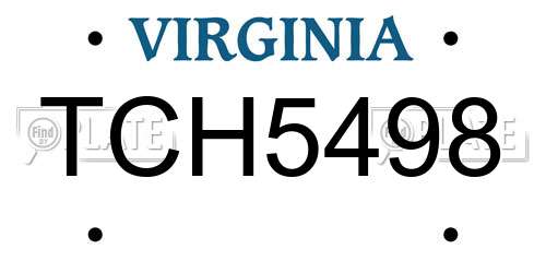 TCH5498 Virginia License Plate