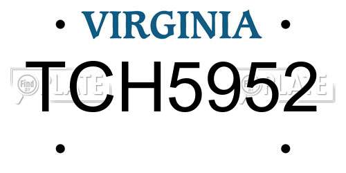 TCH5952 Virginia License Plate