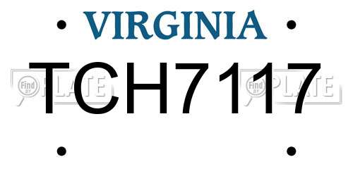 TCH7117 Virginia License Plate