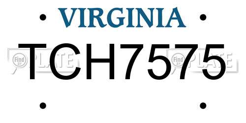 TCH7575 Virginia License Plate