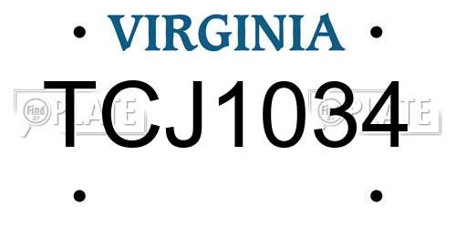 TCJ1034 Virginia License Plate
