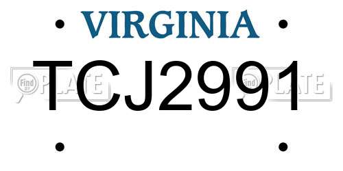 TCJ2991 Virginia License Plate