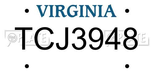 TCJ3948 Virginia License Plate