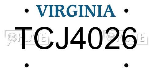 TCJ4026 Virginia License Plate