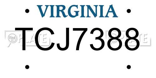TCJ7388 Virginia License Plate