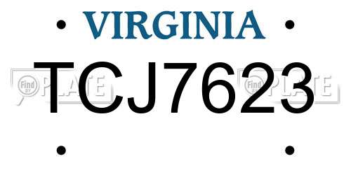 TCJ7623 Virginia License Plate