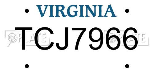TCJ7966 Virginia License Plate