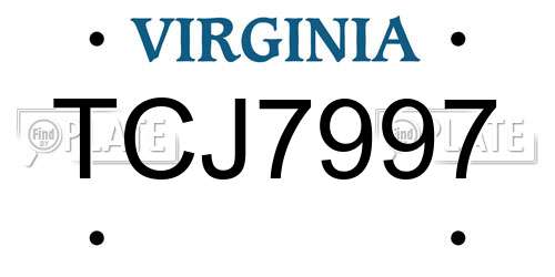 TCJ7997 Virginia License Plate