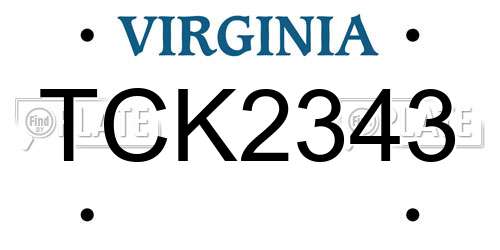 TCK2343 Virginia License Plate