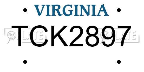 TCK2897 Virginia License Plate