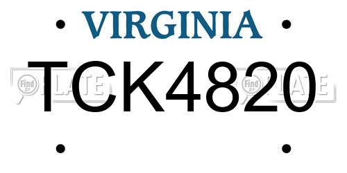 TCK4820 Virginia License Plate