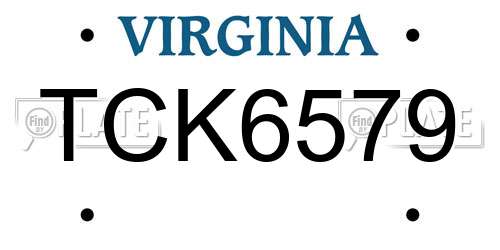 TCK6579 Virginia License Plate