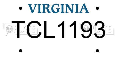 TCL1193 Virginia License Plate