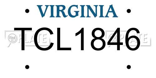 TCL1846 Virginia License Plate