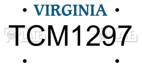 TCM1297 Virginia License Plate